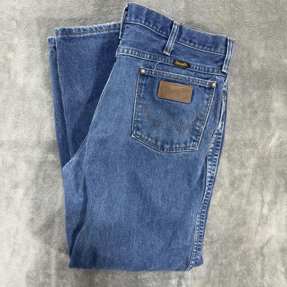 Wrangler Jeans Mens 36x30 Blue Denim Western Cowboy Cut Made in USA Vintage